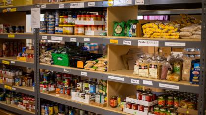 Shelves of food.